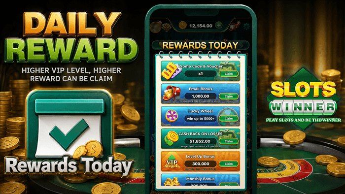 Slotswinner daily rewards screen