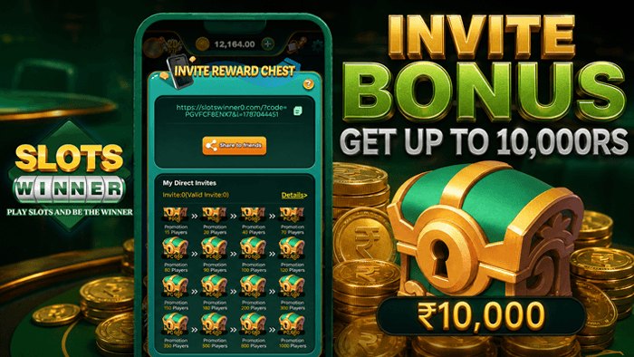 Slotswinner invite rewards screen